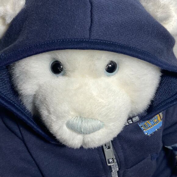 Build a Bear Blue Eyed White Teddy Bear Dancer Outfit Hoodie Sketchers 16" Tall - Picture 2 of 9